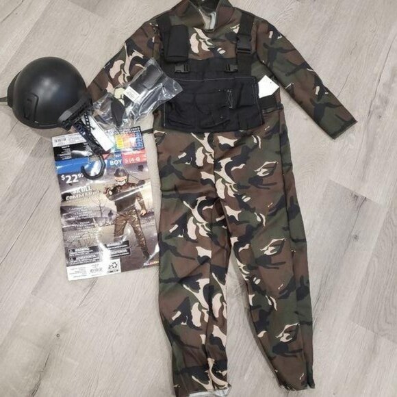 Boys NWT Skull Commando halloween dress up Costume With Accessories For Size 4-6 - Picture 3 of 7